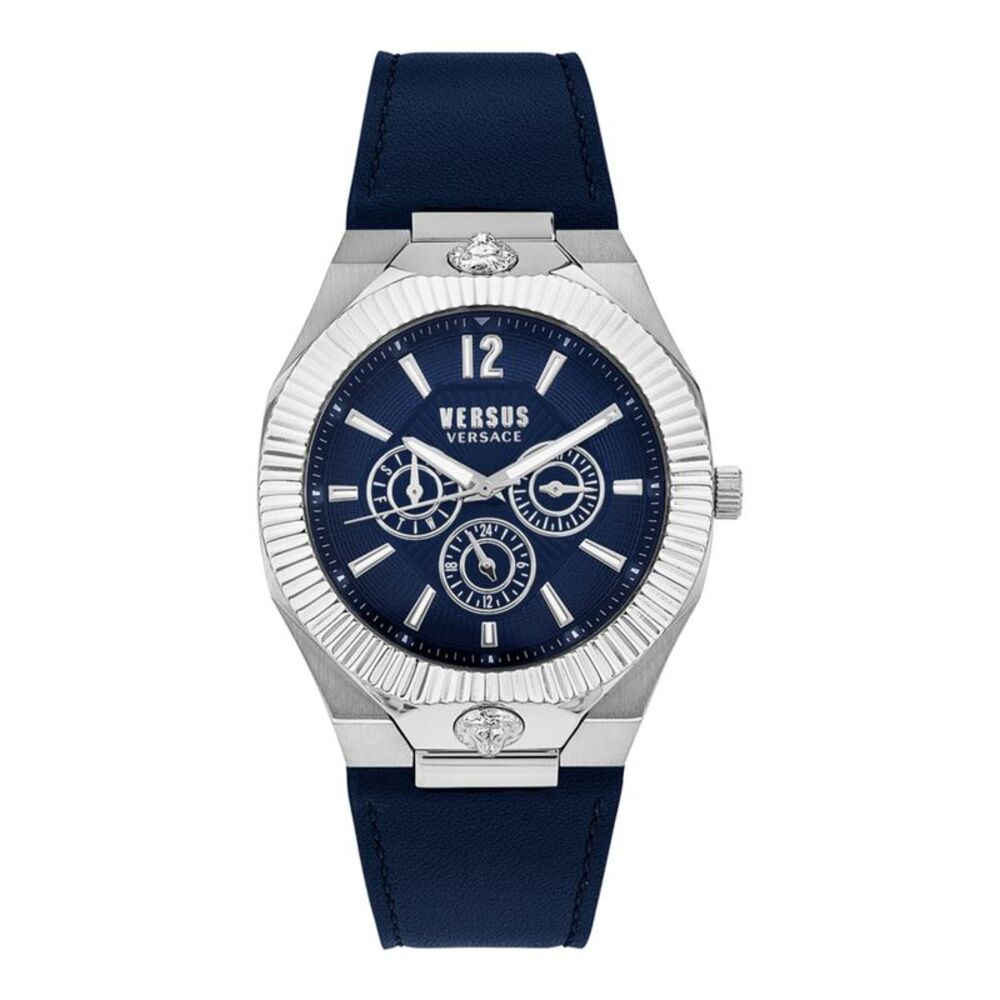 Versus Versace  Echo Park Multifunction Leather Watch Silver Mens